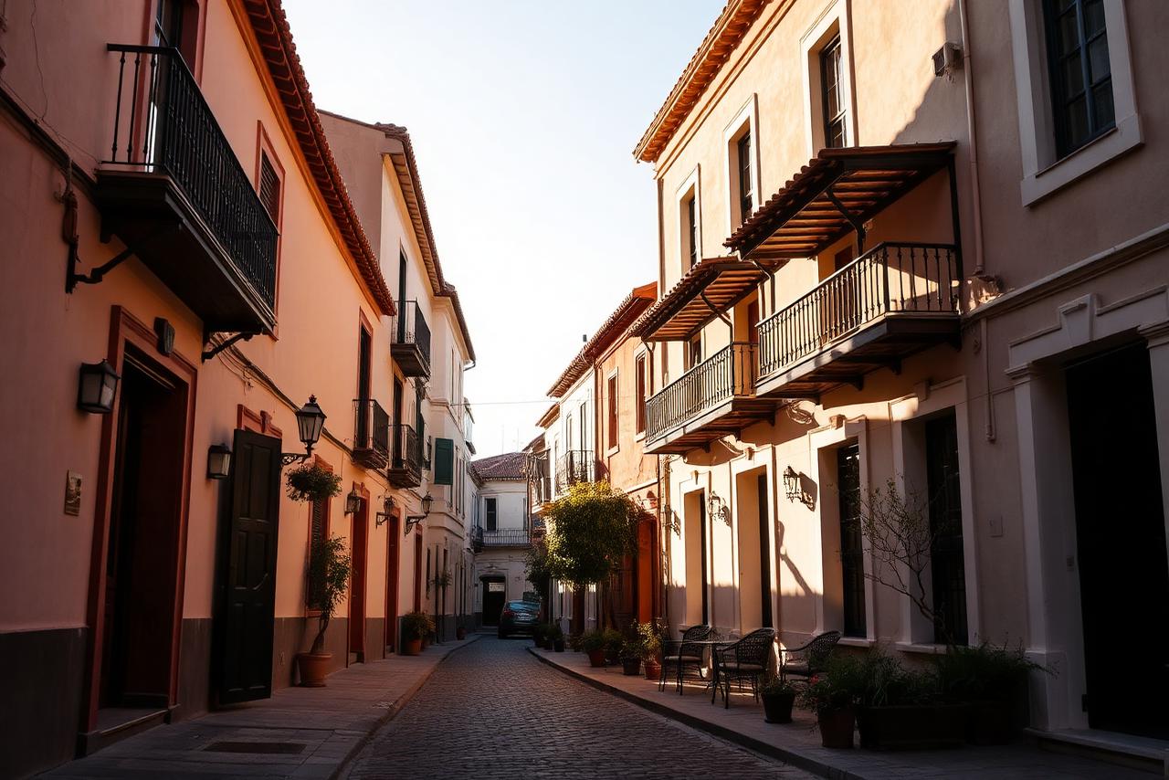 Costa del Río de la Plata con arquitectura histórica y luz de tarde